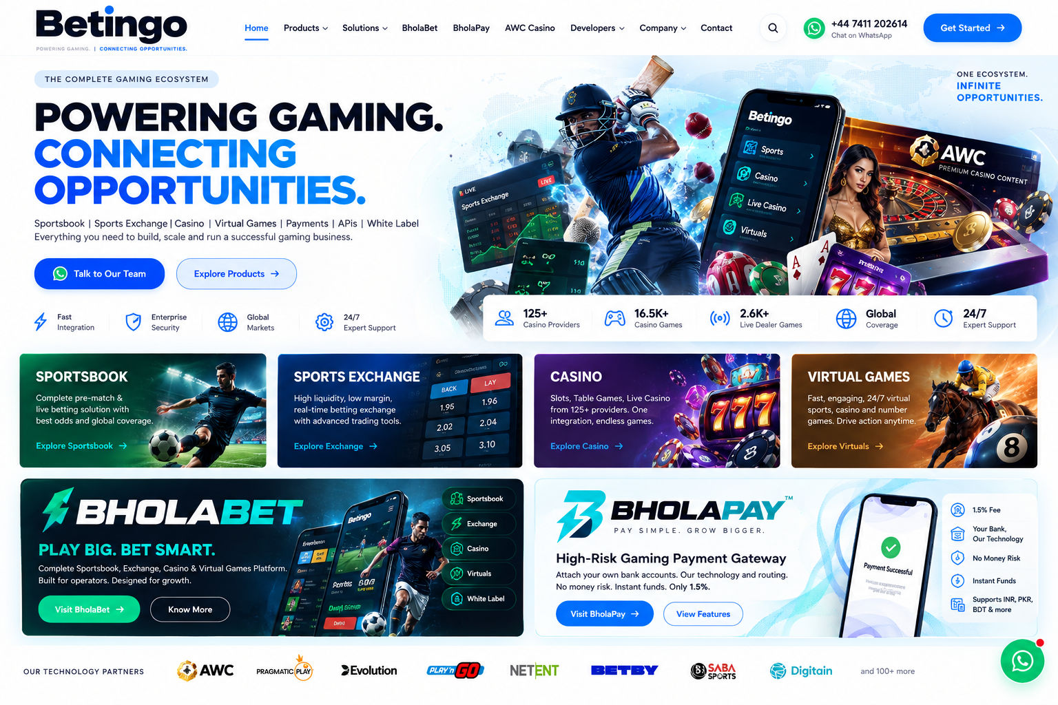 Betingo gaming ecosystem concept featuring sportsbook, sports exchange, casino, virtual games and payments